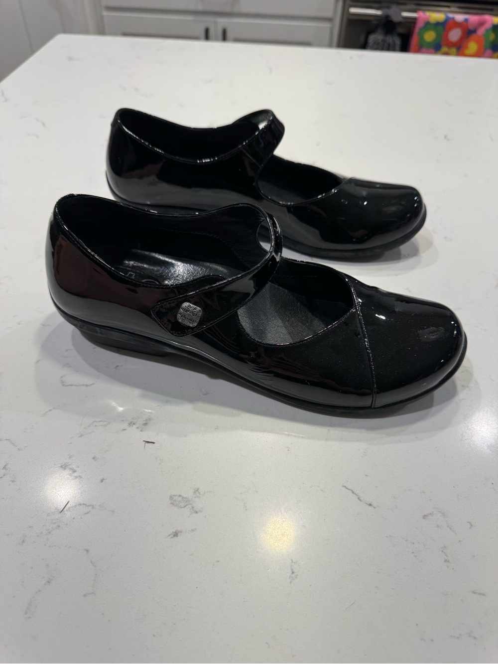 Dansko Black Patent Leather Mary Jane Shoes EU 41 US Women 10.5-11 Low Wedge